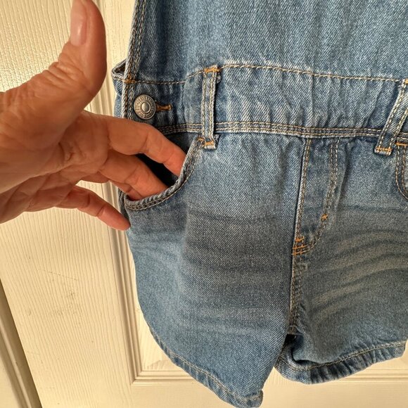 Levi’s Jean Shortalls Girls Size Small 7/8 Medium Wash Western Boho Hippie - Picture 4 of 10